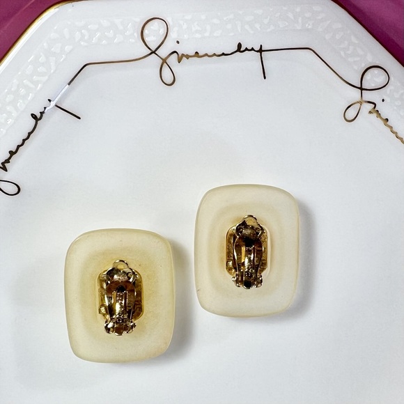 Givenchy Couture Lucite & Amethyst Crystal Clip-On Earrings - Picture 6 of 9